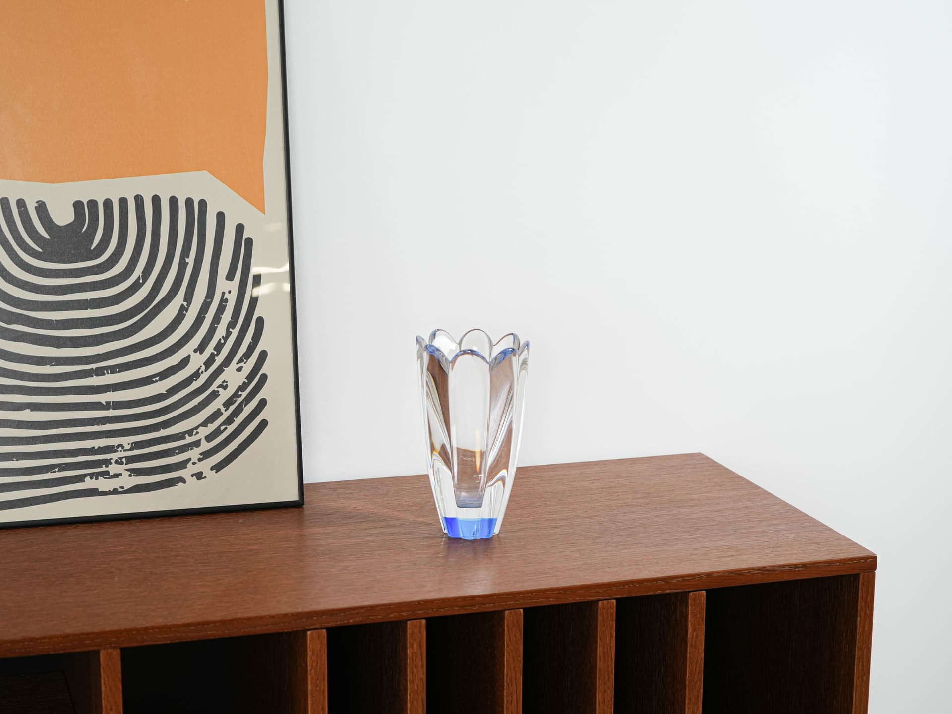 Vase Mayflower, transparent blue glass, by J. Johansson, Orrefors, Sweden, 1960s. - 321316