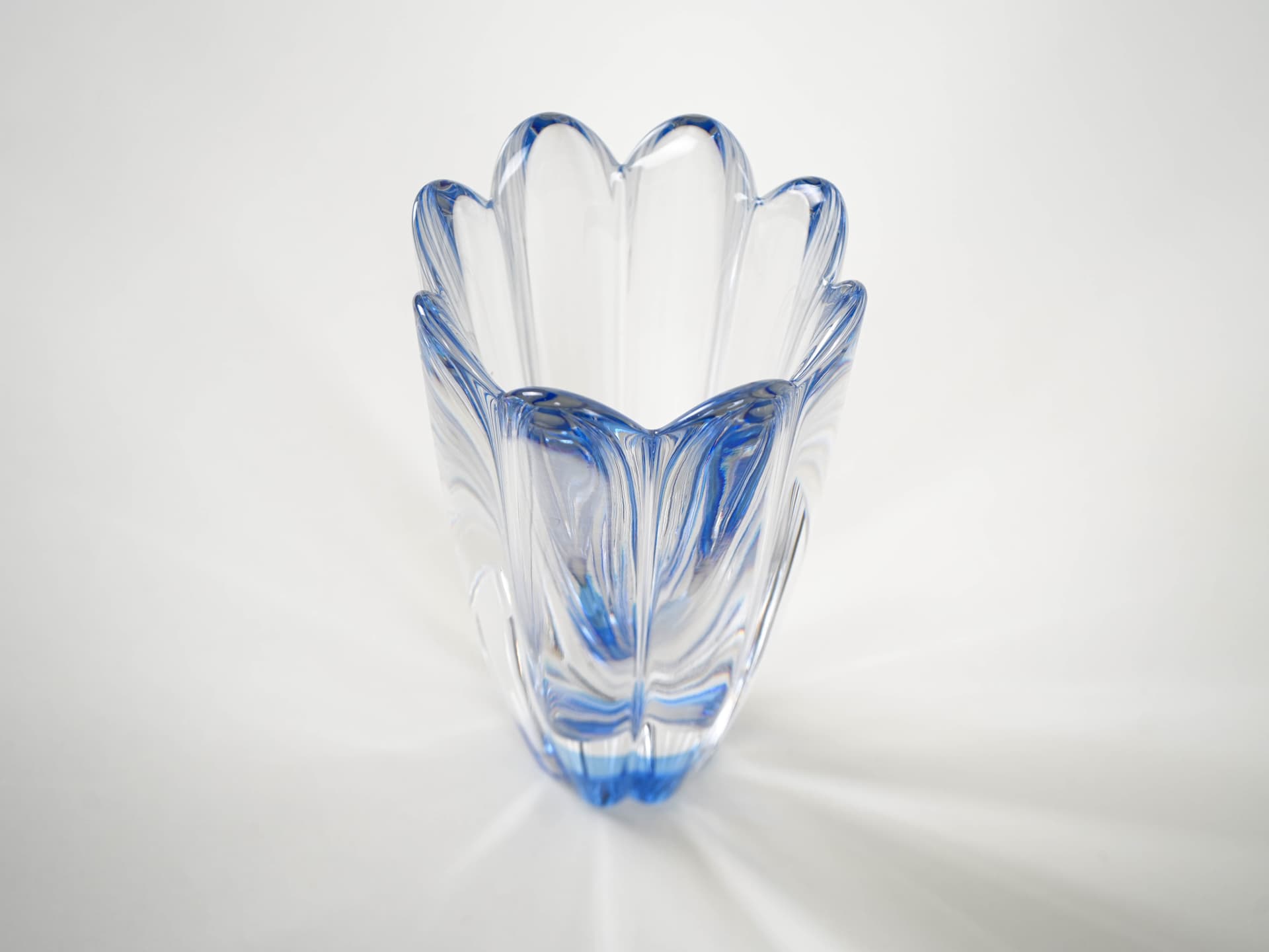 Vase Mayflower, transparent blue glass, by J. Johansson, Orrefors, Sweden, 1960s. - 321315