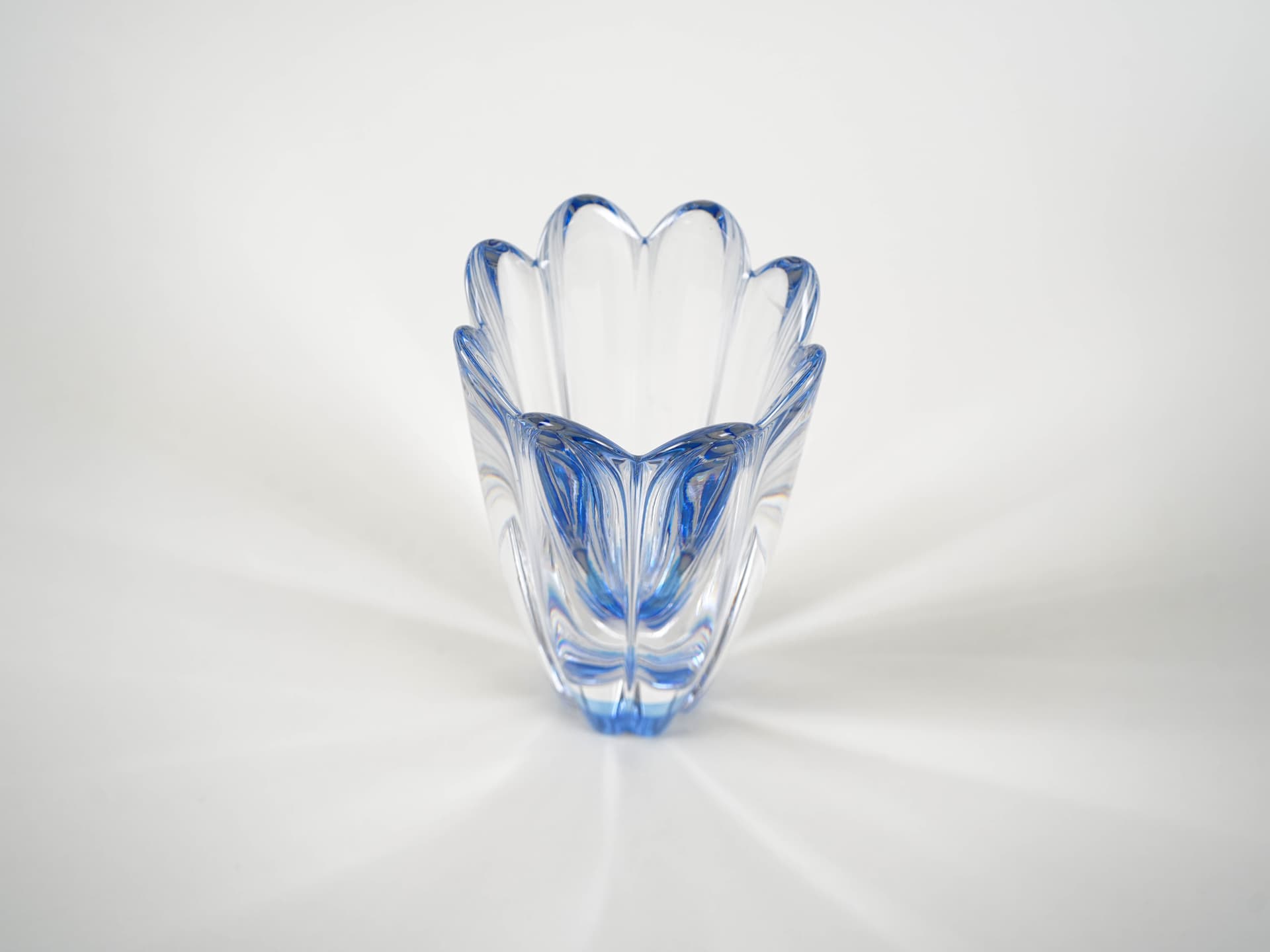 Vase Mayflower, transparent blue glass, by J. Johansson, Orrefors, Sweden, 1960s. - 321313