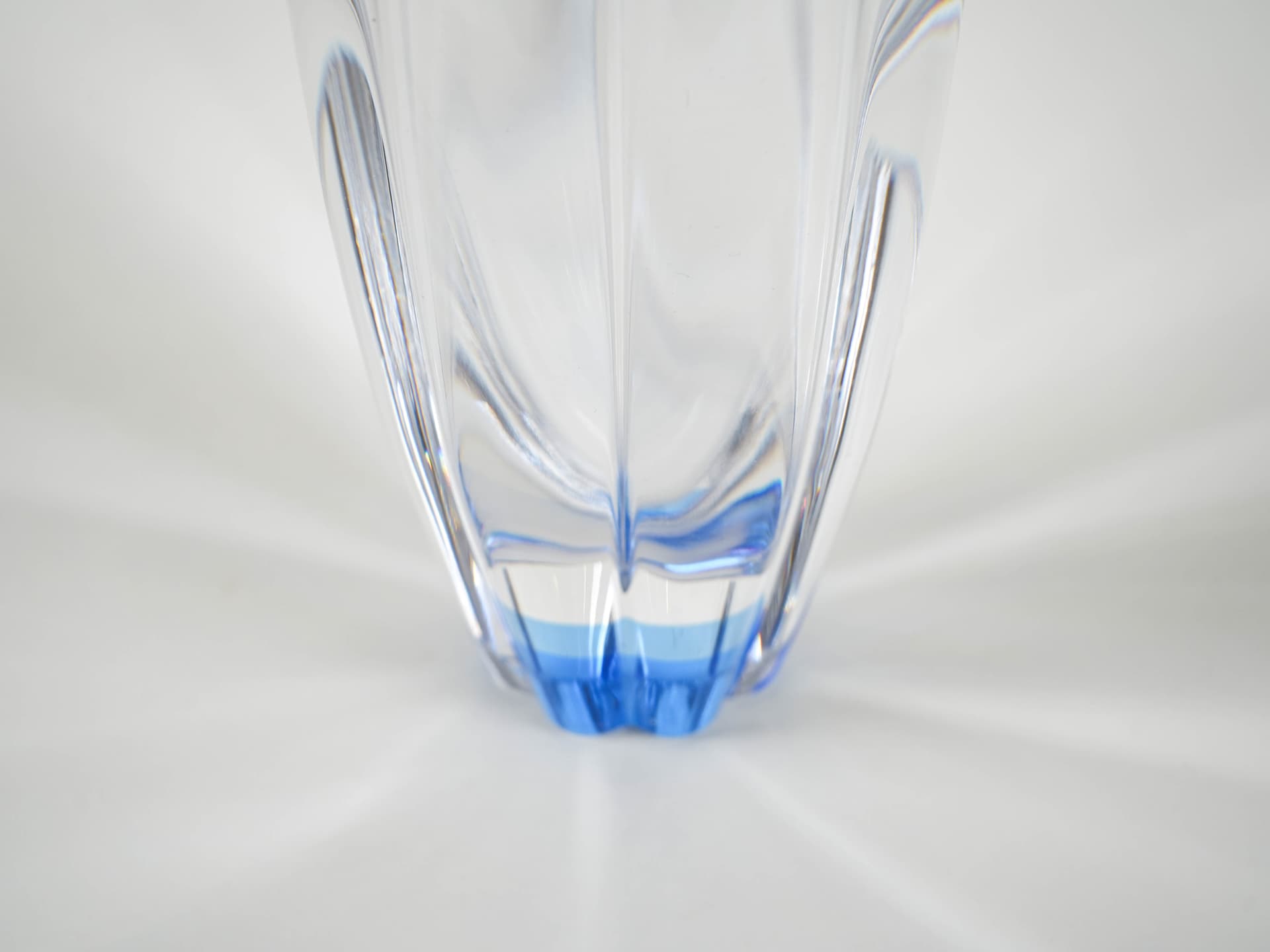 Vase Mayflower, transparent blue glass, by J. Johansson, Orrefors, Sweden, 1960s. - 321314