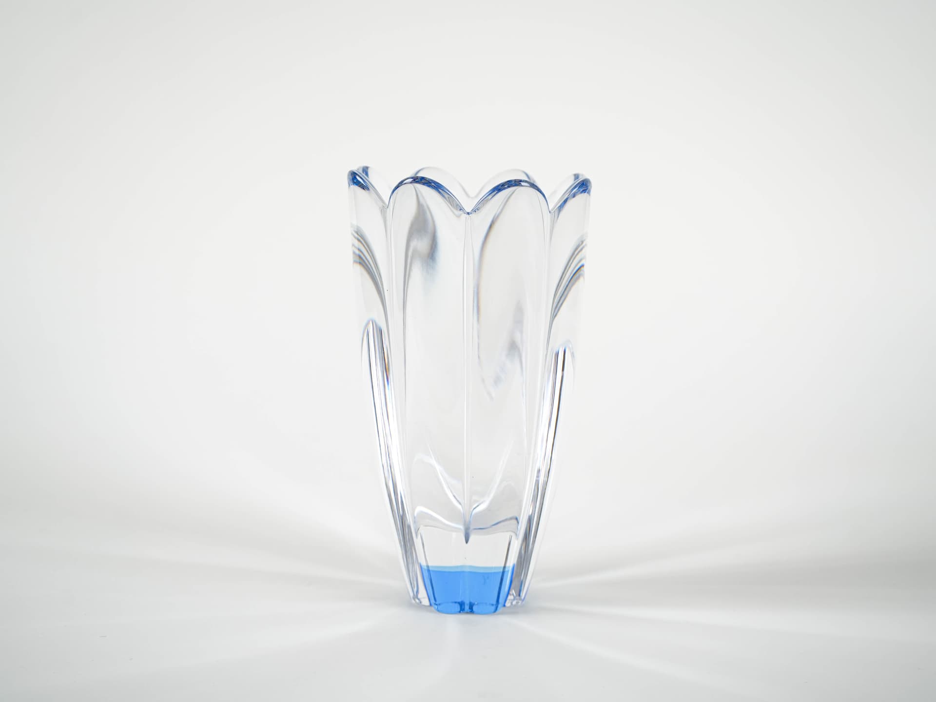 Vase Mayflower, transparent blue glass, by J. Johansson, Orrefors, Sweden, 1960s. - 321310