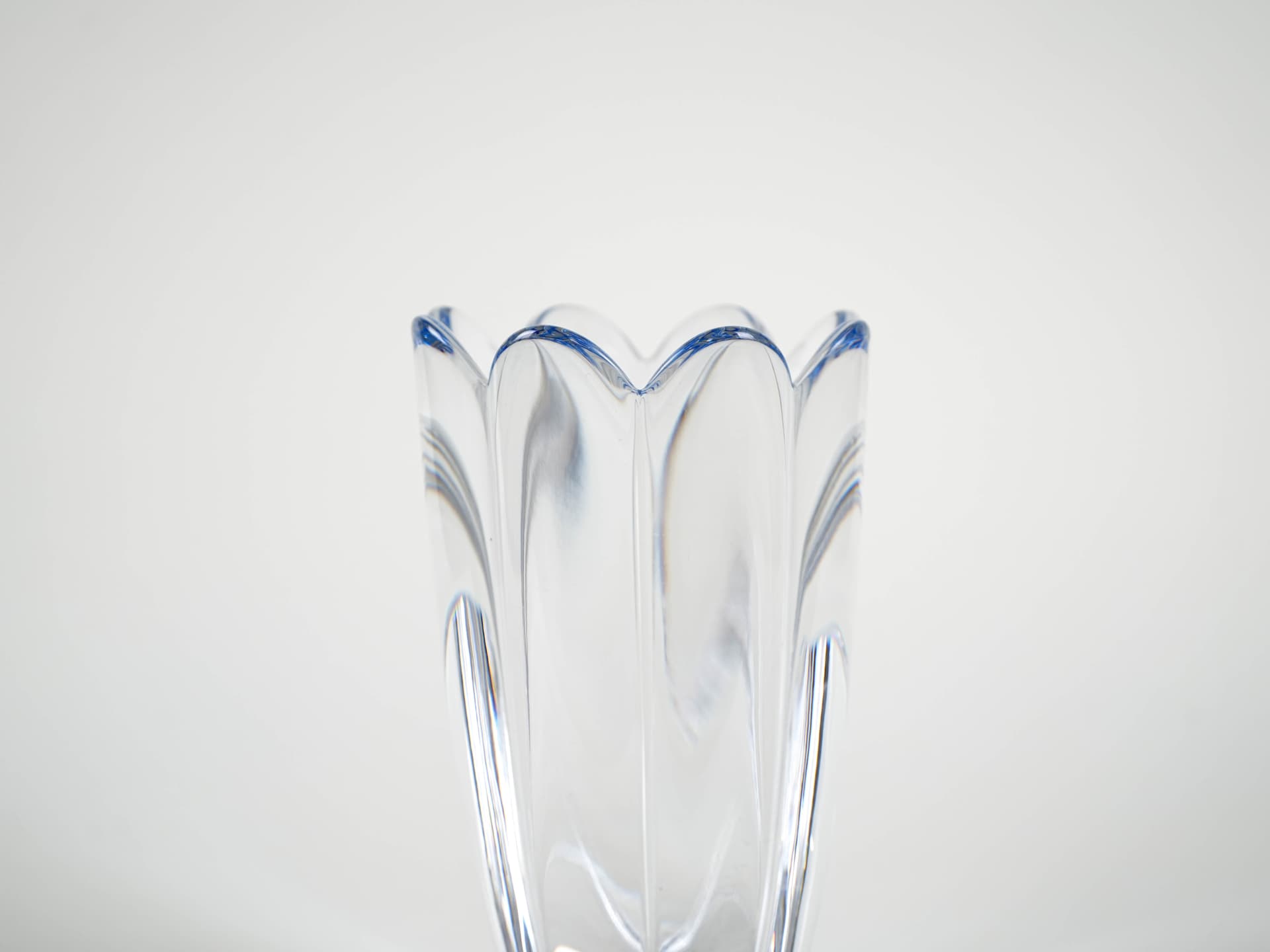 Vase Mayflower, transparent blue glass, by J. Johansson, Orrefors, Sweden, 1960s. - 321308