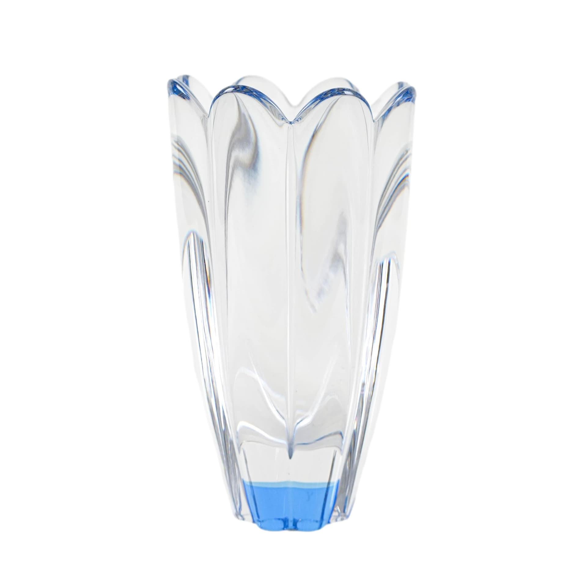 Vase Mayflower, transparent blue glass, by J. Johansson, Orrefors, Sweden, 1960s.