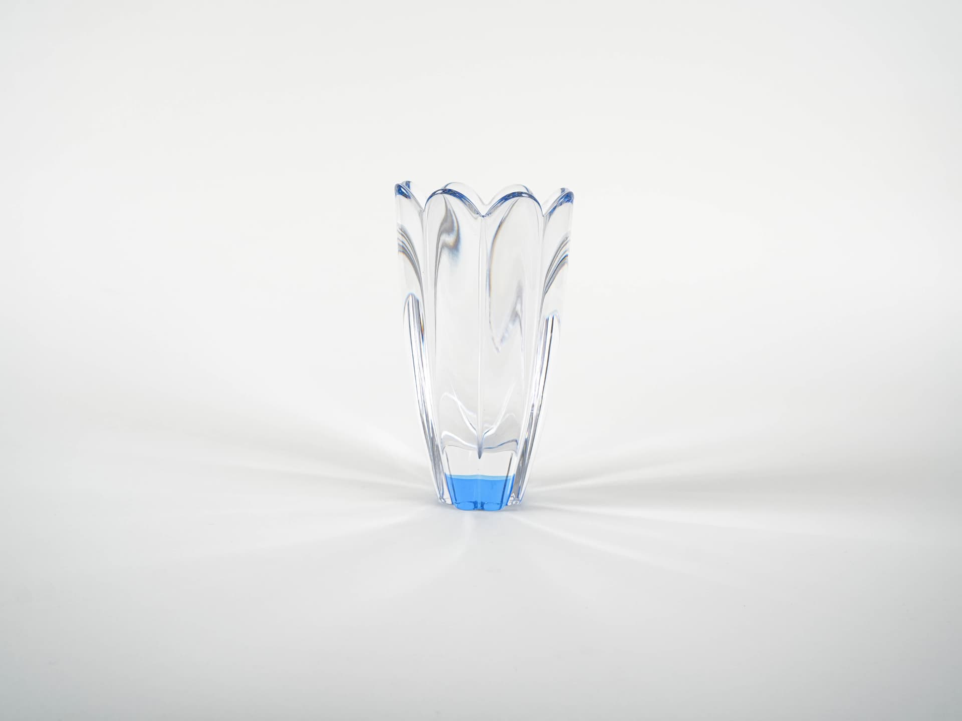 Vase Mayflower, transparent blue glass, by J. Johansson, Orrefors, Sweden, 1960s. - 321307
