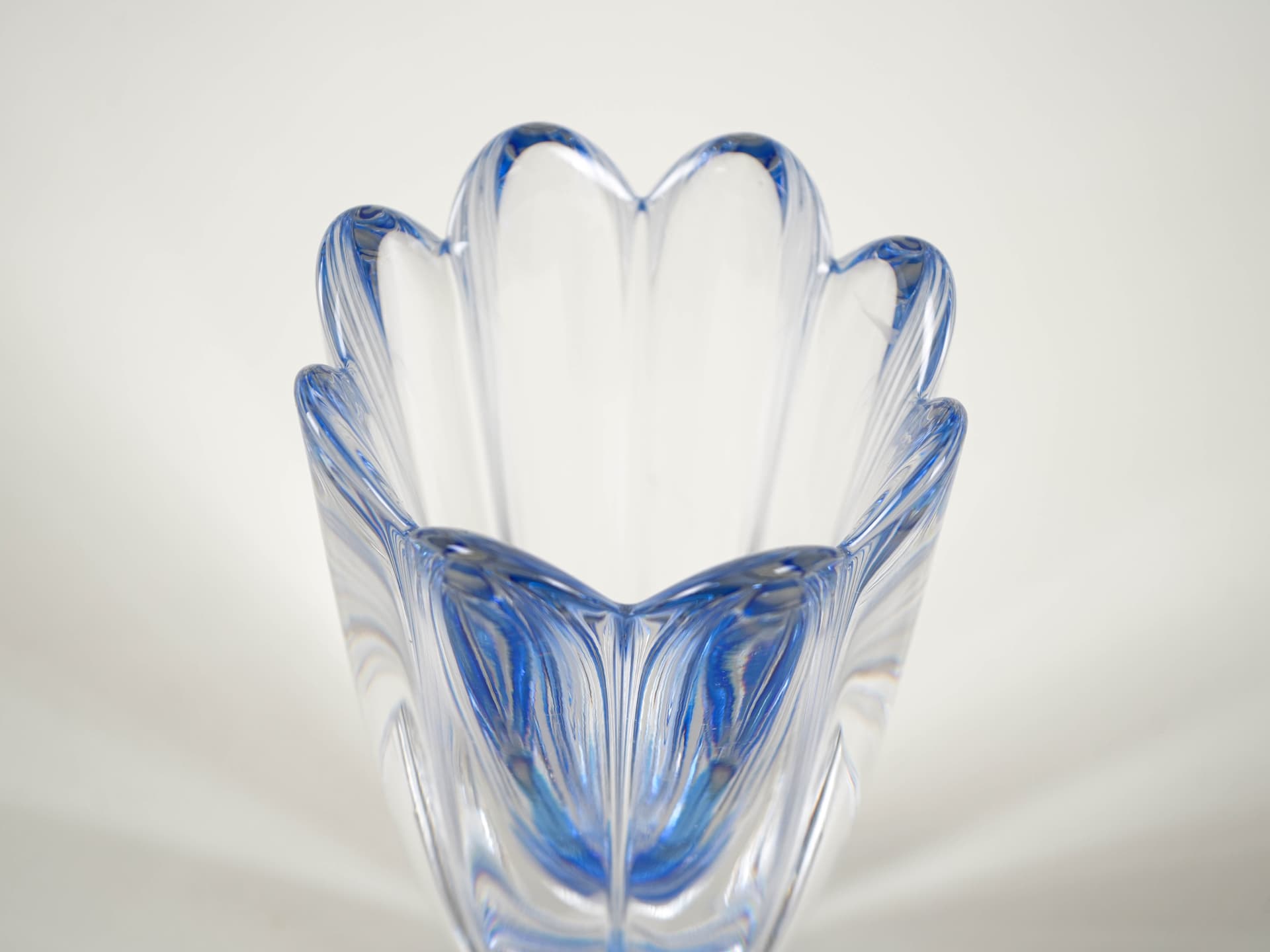 Vase Mayflower, transparent blue glass, by J. Johansson, Orrefors, Sweden, 1960s. - 321311