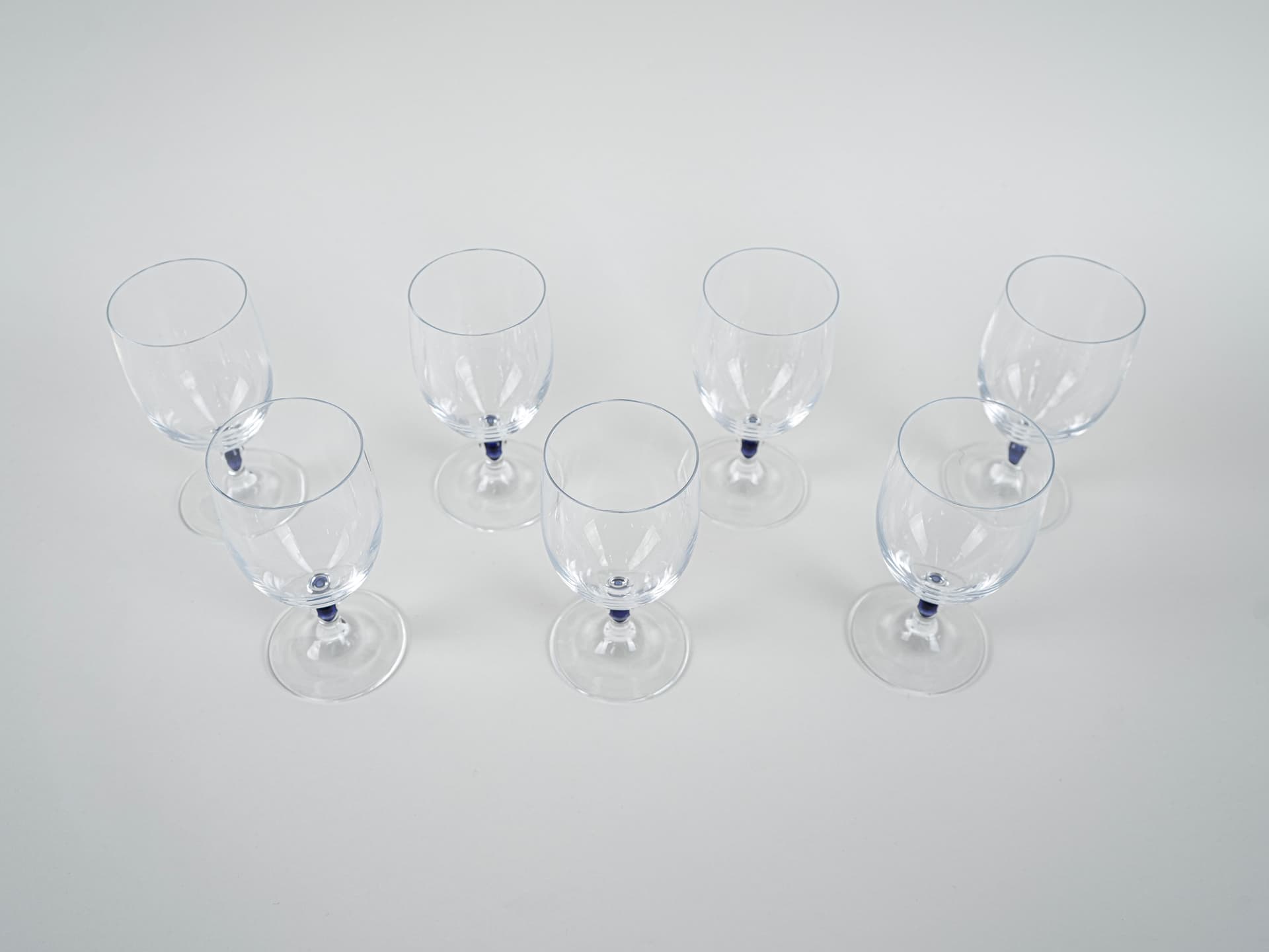 Set of champagne glasses Venise Saphir, transparent blue crystal, Cristal d'Arques, France, 1970s. - 321325