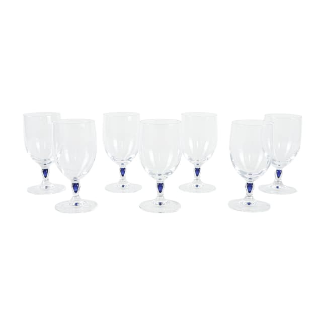 Set of champagne glasses Venise Saphir, transparent blue crystal, Cristal d'Arques, France, 1970s. - DIMENSION