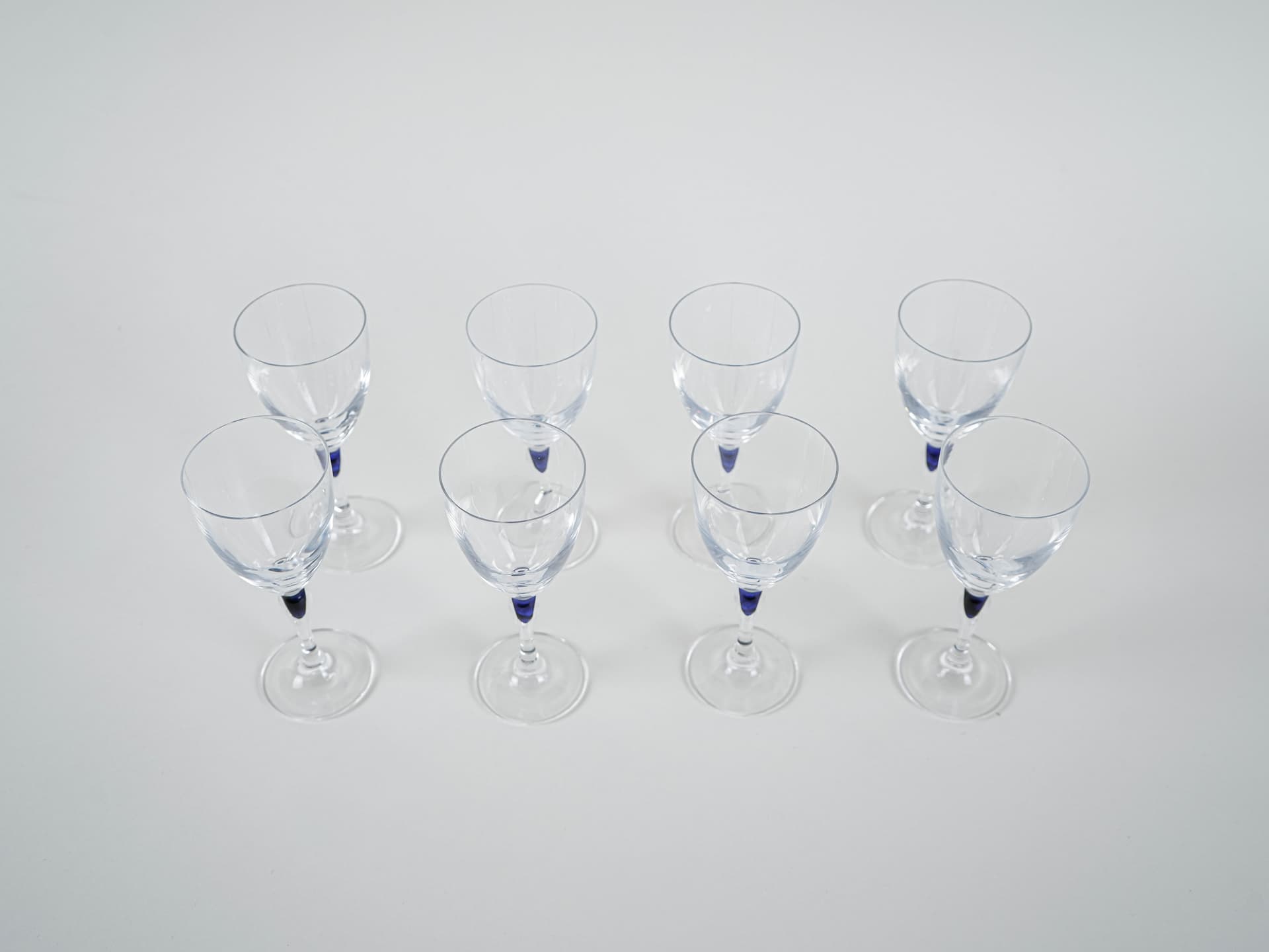 Set of glasses Venise Saphir, transparent blue crystal, Cristal d'Arques, France, 1970s. - 321340