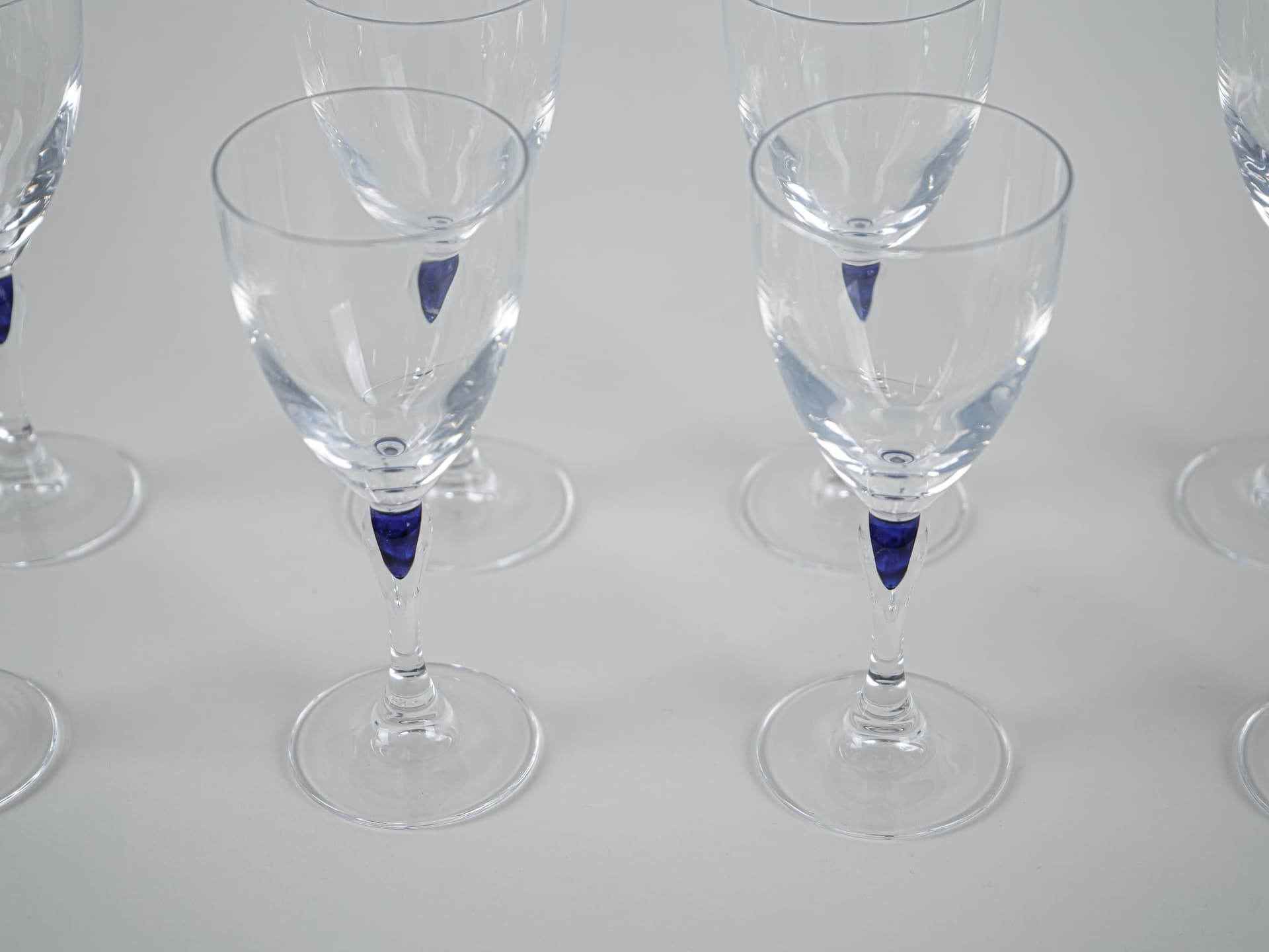 Set of glasses Venise Saphir, transparent blue crystal, Cristal d'Arques, France, 1970s. - 321342