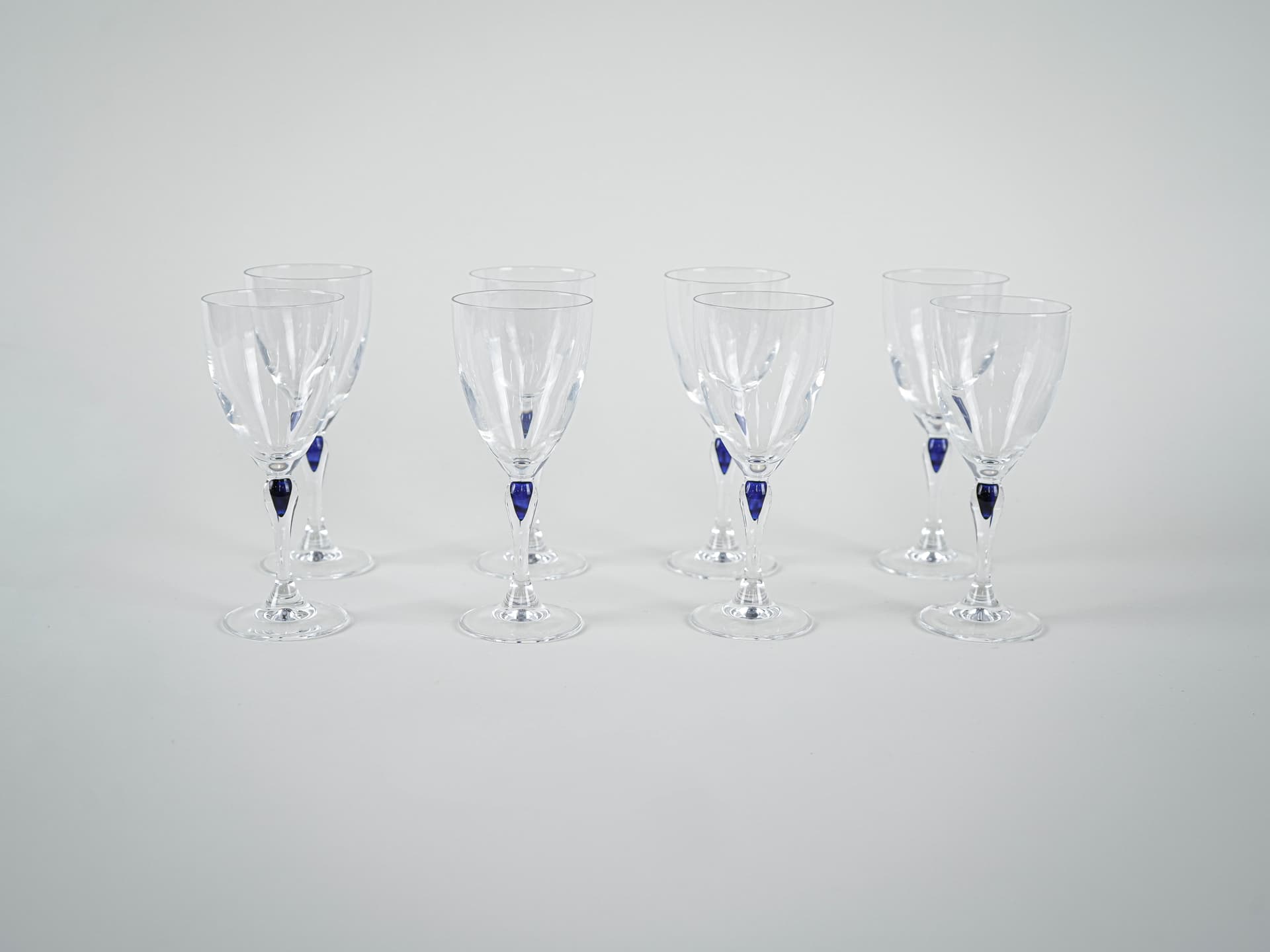 Set of glasses Venise Saphir, transparent blue crystal, Cristal d'Arques, France, 1970s. - 321338