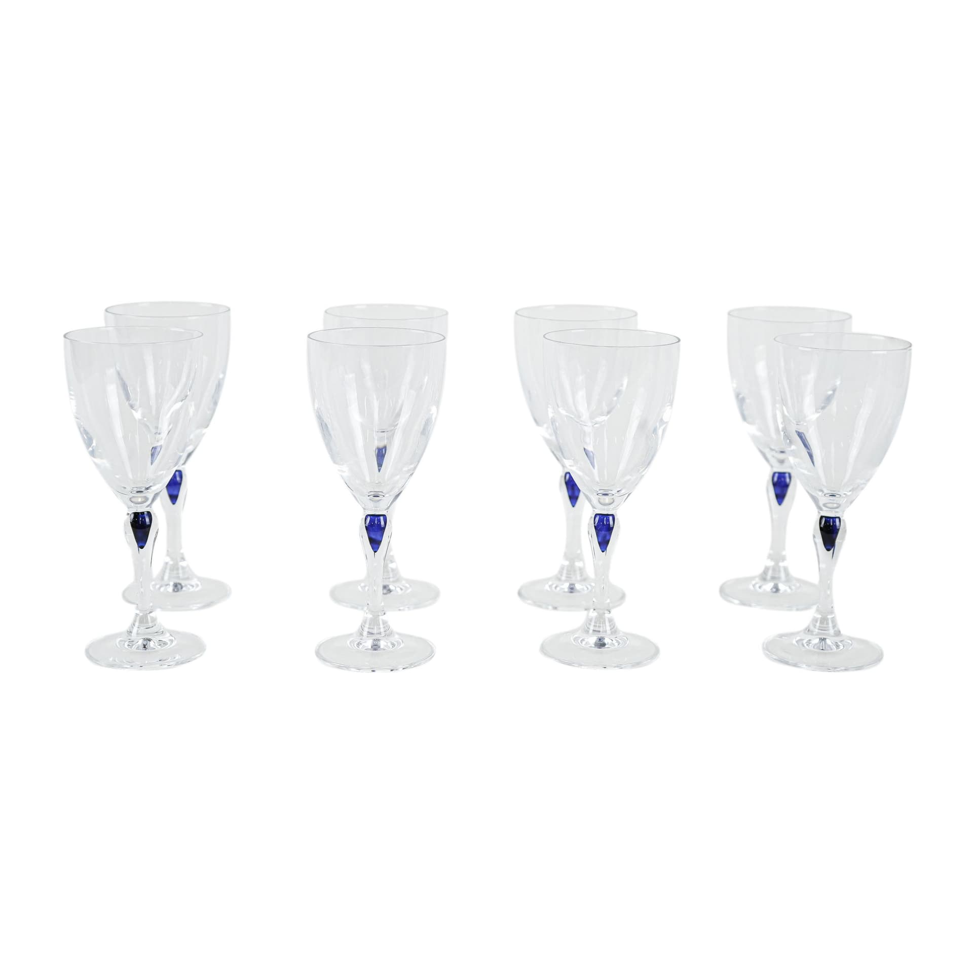 Set of glasses Venise Saphir, transparent blue crystal, Cristal d'Arques, France, 1970s.
