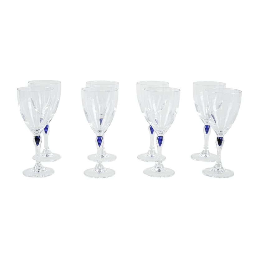 Set of glasses Venise Saphir, transparent blue crystal, Cristal d'Arques, France, 1970s.