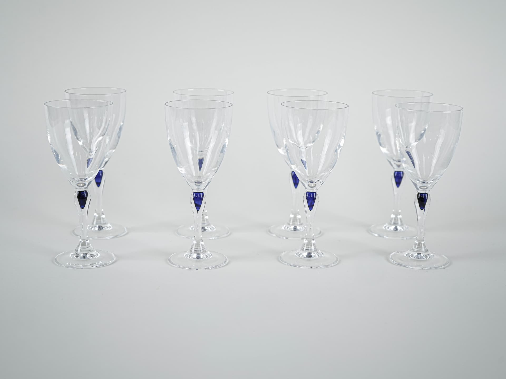 Set of glasses Venise Saphir, transparent blue crystal, Cristal d'Arques, France, 1970s. - 321344