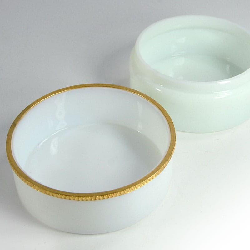 Glass container, white glass, gold brass, Belgium, 1950s. - 321620