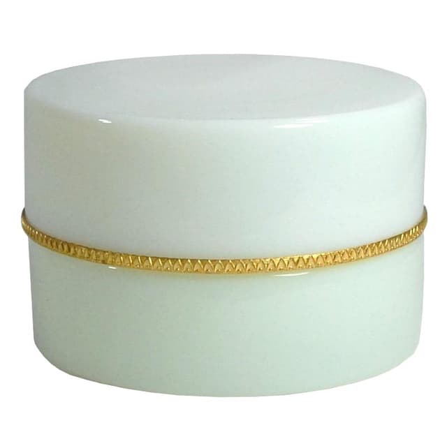 Glass container, white glass, gold brass, Belgium, 1950s. - DIMENSION