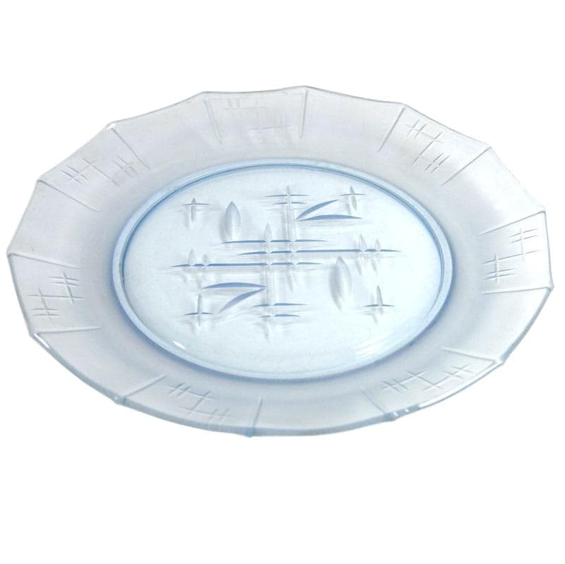 Patera Art Deco, szkło błękitne transparentne, Polska, lata 30.