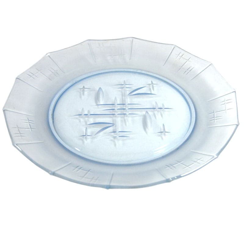 Patera Art Deco, szkło błękitne transparentne, Polska, lata 30. - 321601
