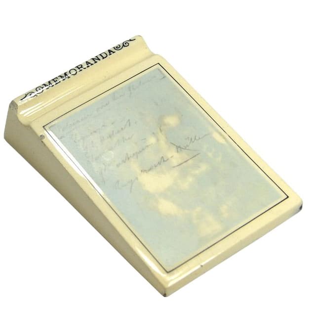 Victorian Desk Memorandum Pad, beige glazed ceramic, United Kingdom, early 20th c. - DIMENSION