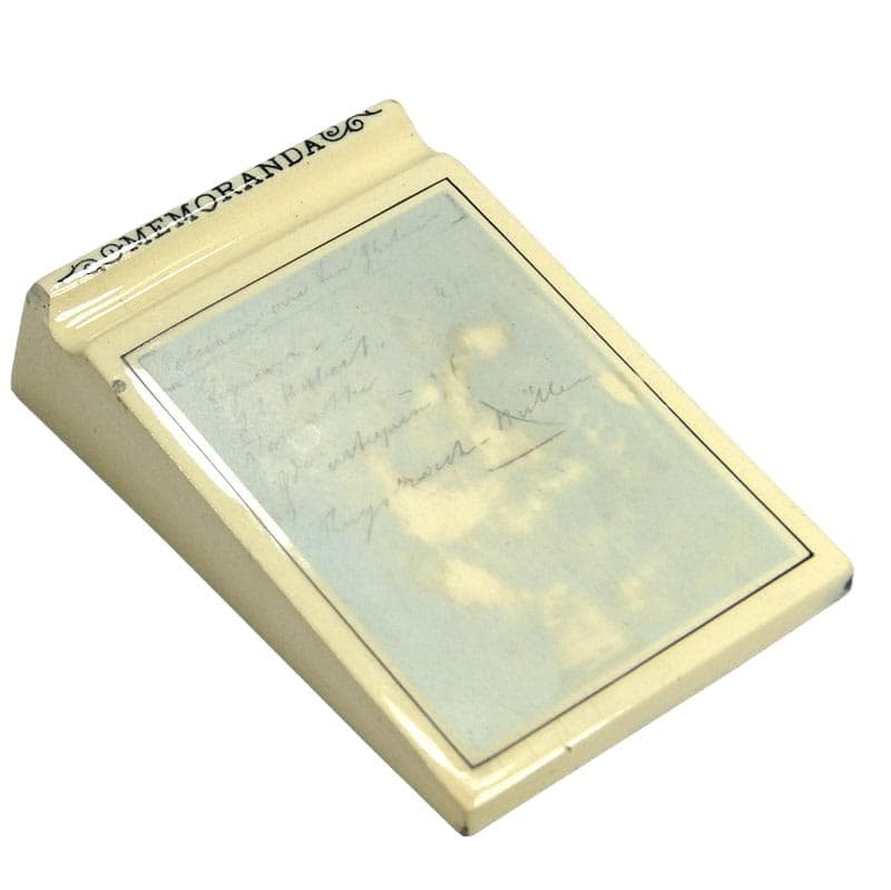 Victorian Desk Memorandum Pad, beige glazed ceramic, United Kingdom, early 20th c.