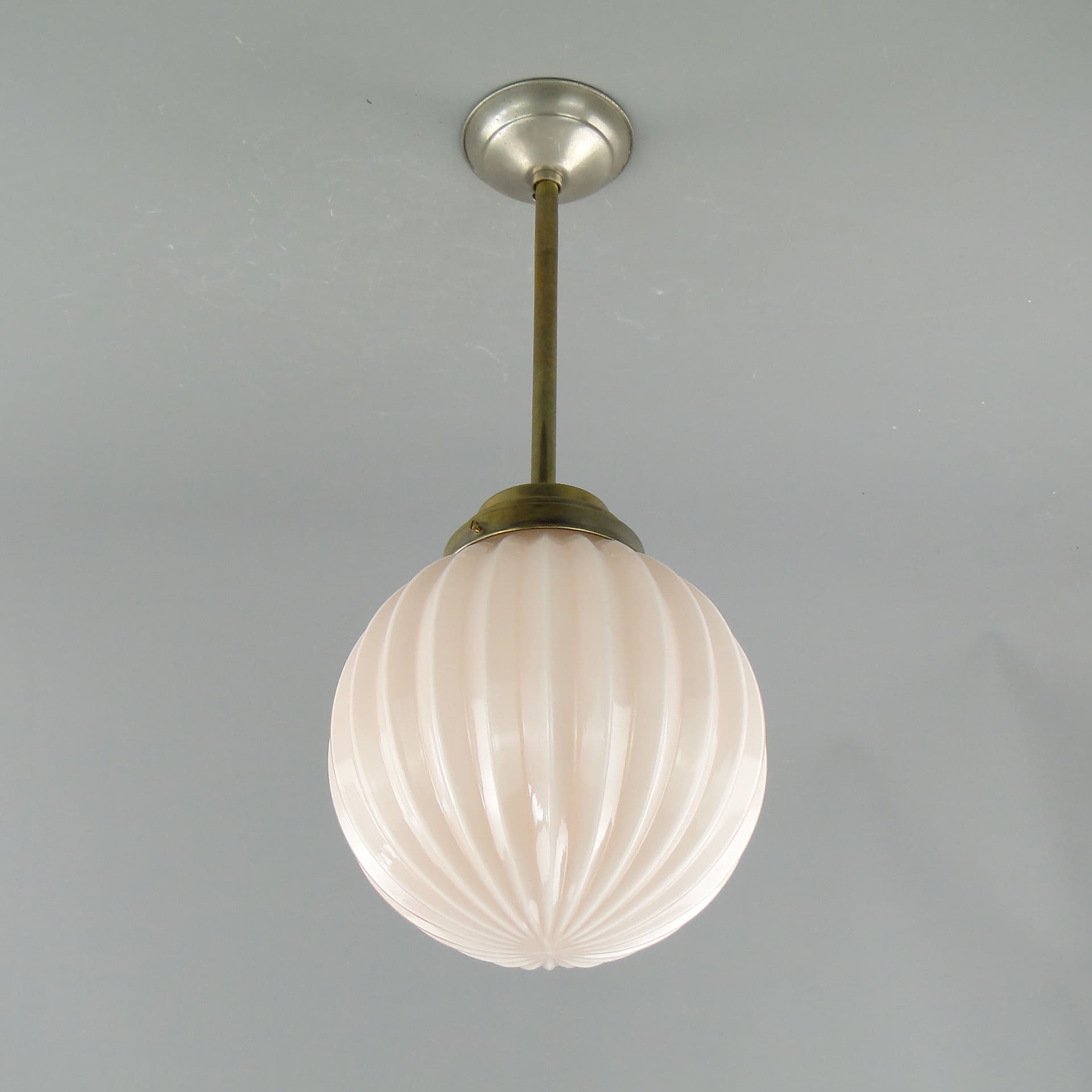 Pendant Lamp Art Deco, ivory white glass, Poland, 1920s. - 2563