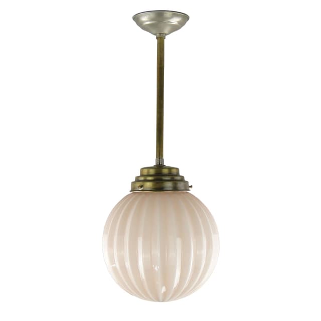 Pendant Lamp Art Deco, ivory white glass, Poland, 1920s. - DIMENSION