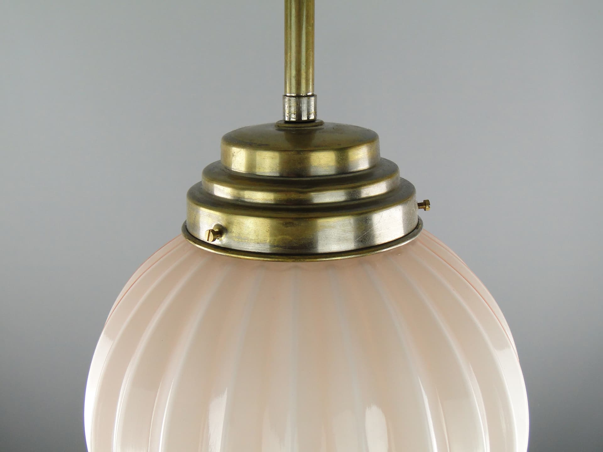 Pendant Lamp Art Deco, ivory white glass, Poland, 1920s. - 2561