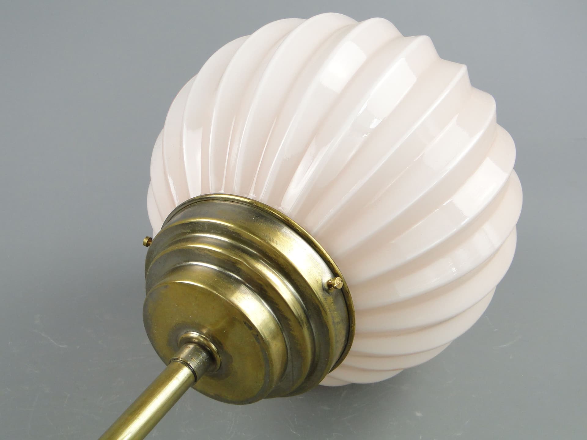 Pendant Lamp Art Deco, ivory white glass, Poland, 1920s. - 2564