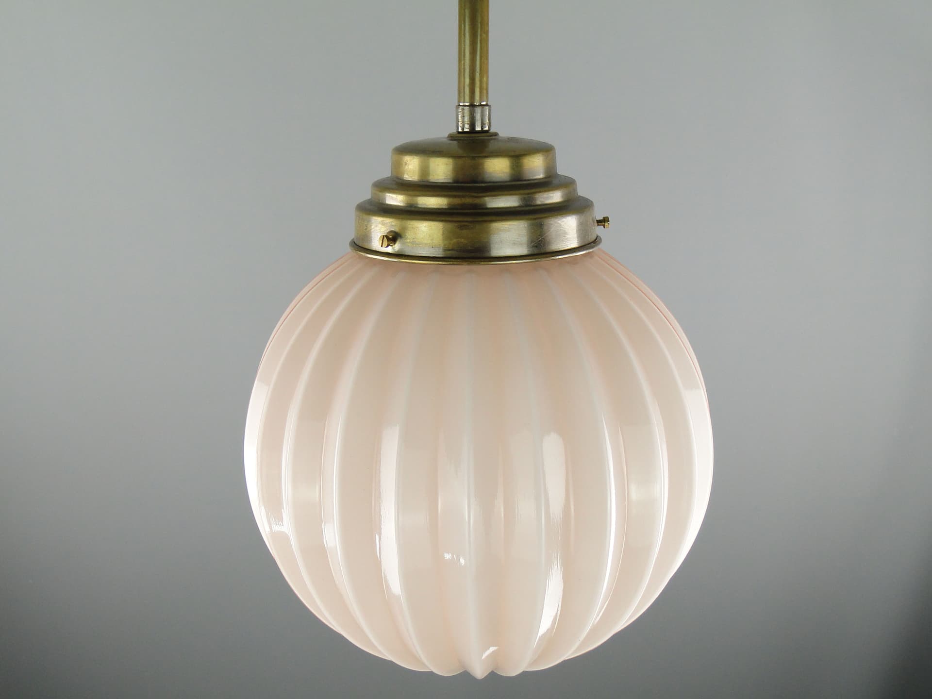 Pendant Lamp Art Deco, ivory white glass, Poland, 1920s. - 2560