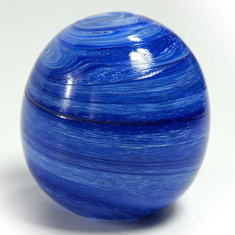 Decorative sphere, blue white colored glass, 2000s - 321551