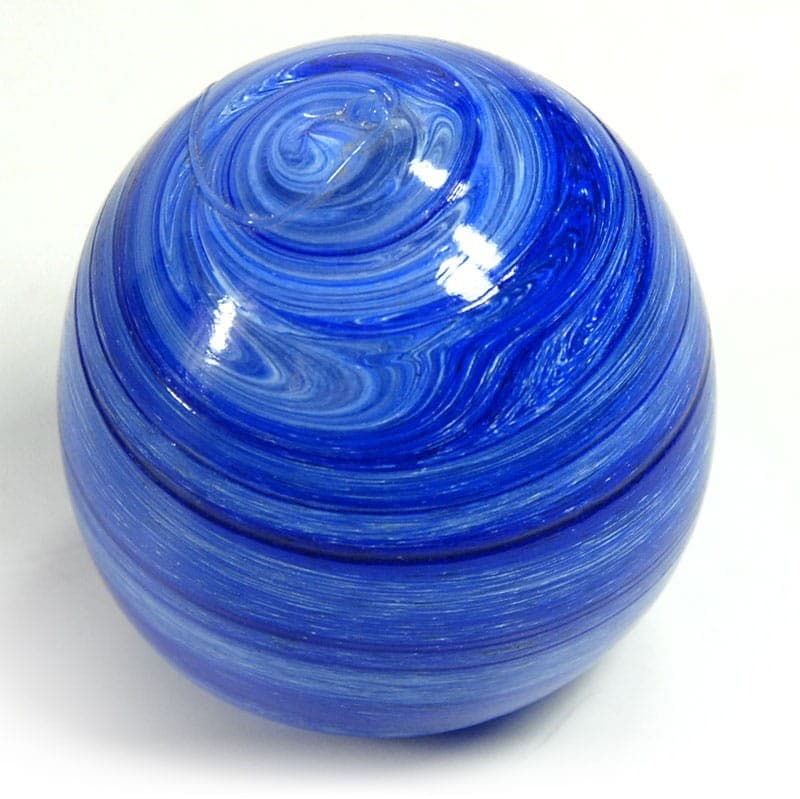 Decorative sphere, blue white colored glass, 2000s - 321552