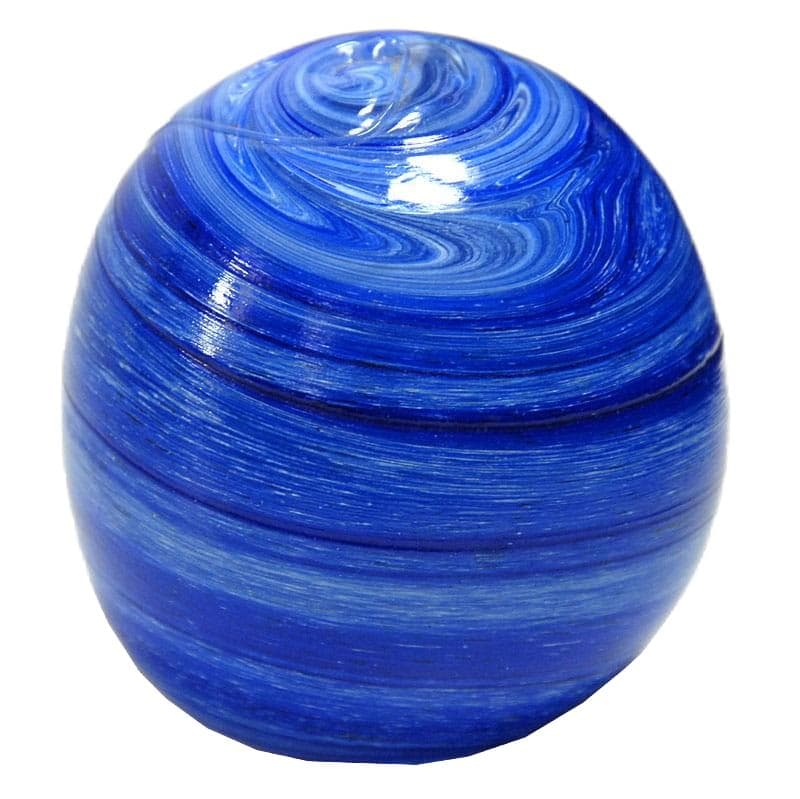 Decorative sphere, blue white colored glass, 2000s