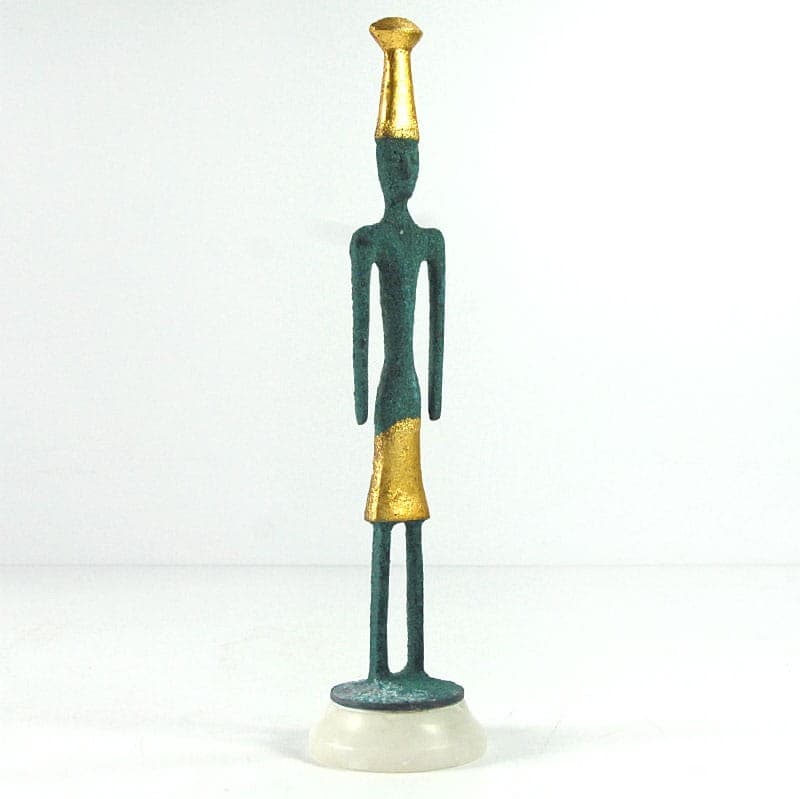 Etruscan Warrior Figurine, green gold, metal, marble, 21st c. - 321531