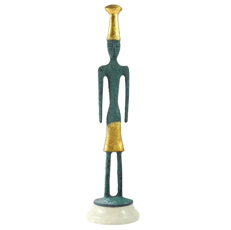 Etruscan Warrior Figurine, green gold, metal, marble, 21st c.