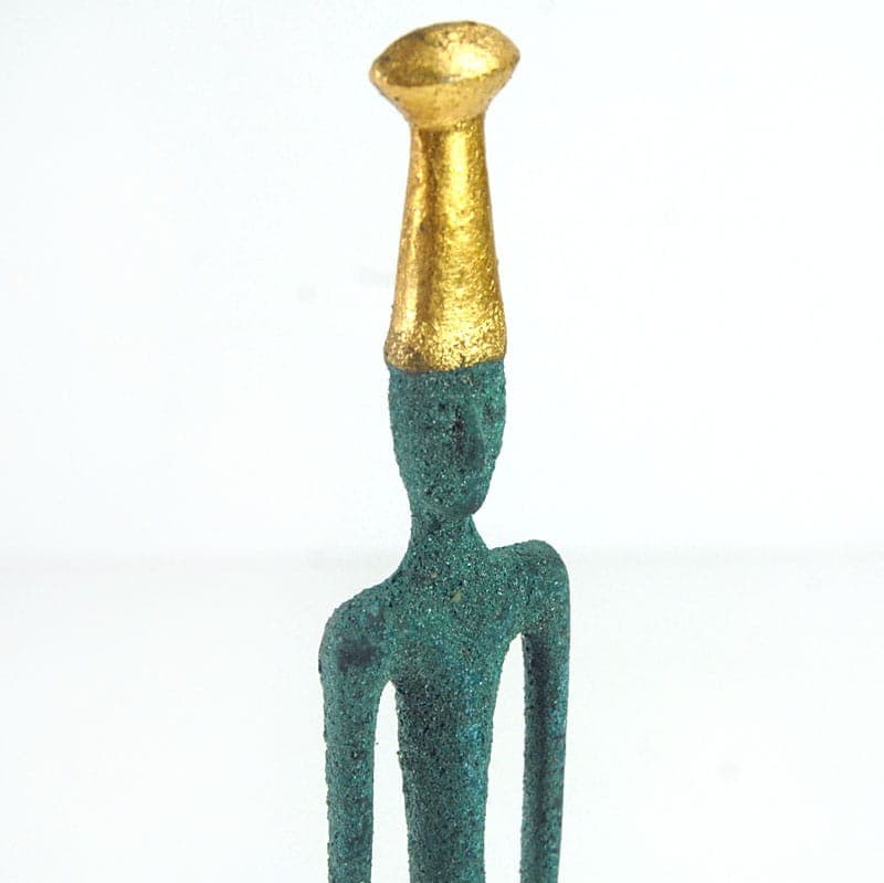 Etruscan Warrior Figurine, green gold, metal, marble, 21st c. - 321532
