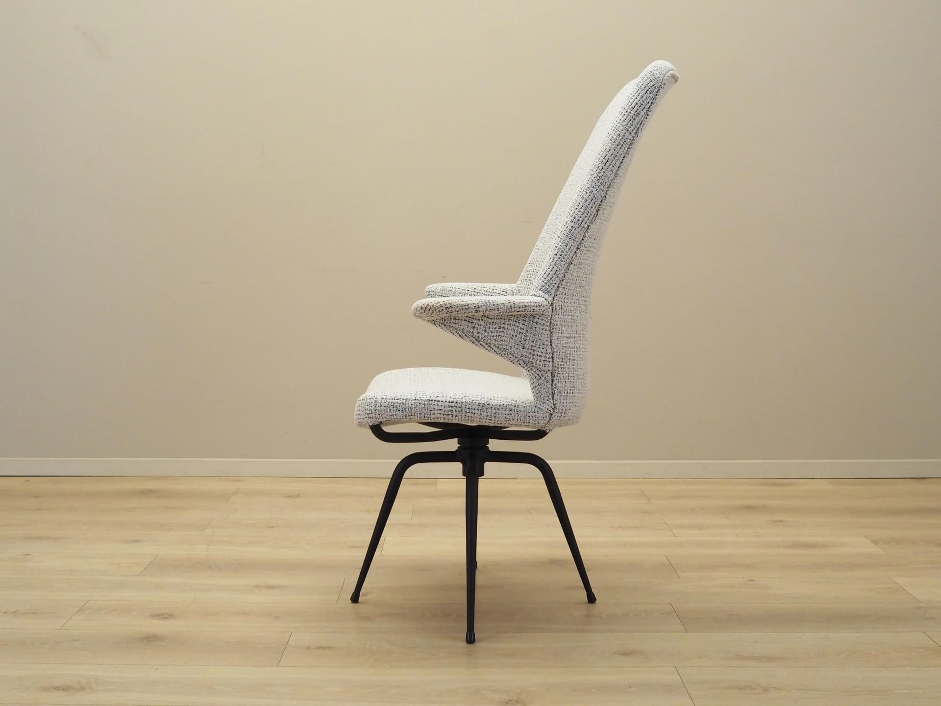 Swivel armchair, white fabric, black metal, Italy, 1970s - 24299