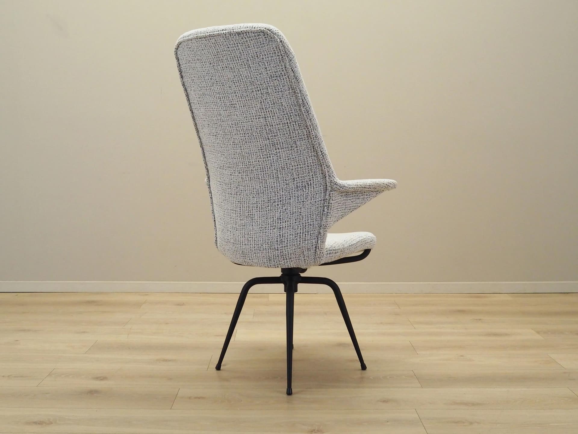 Swivel armchair, white fabric, black metal, Italy, 1970s - 24302