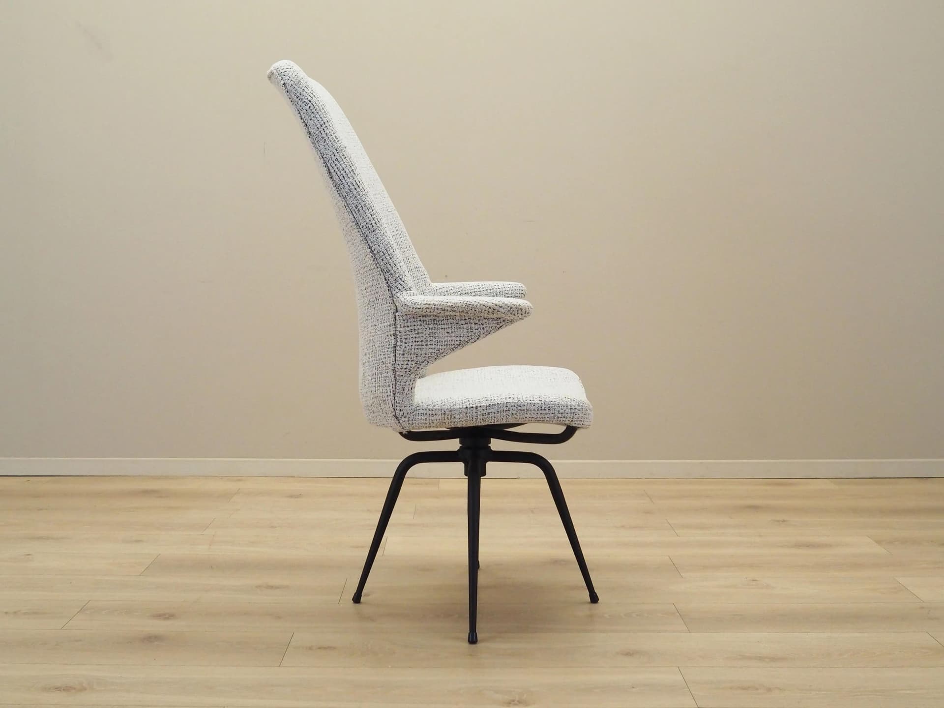 Swivel armchair, white fabric, black metal, Italy, 1970s - 24303