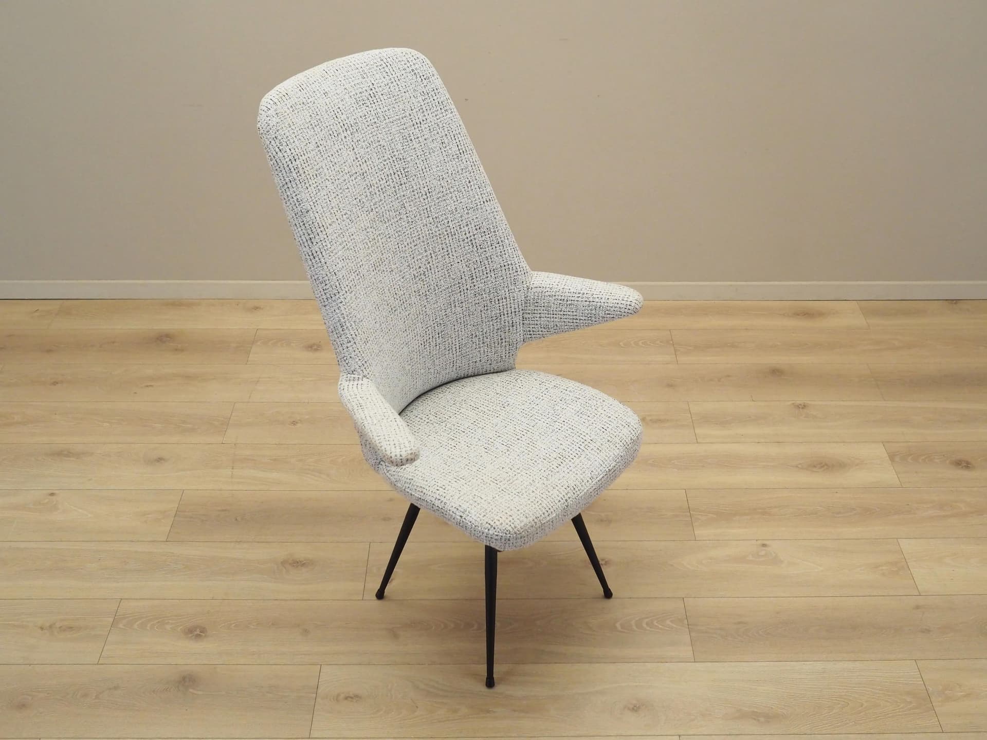 Swivel armchair, white fabric, black metal, Italy, 1970s - 24304