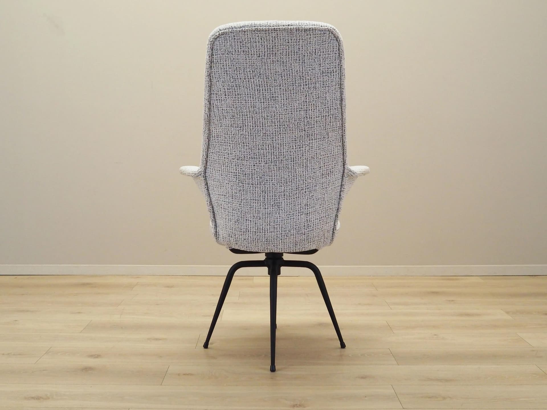 Swivel armchair, white fabric, black metal, Italy, 1970s - 24301