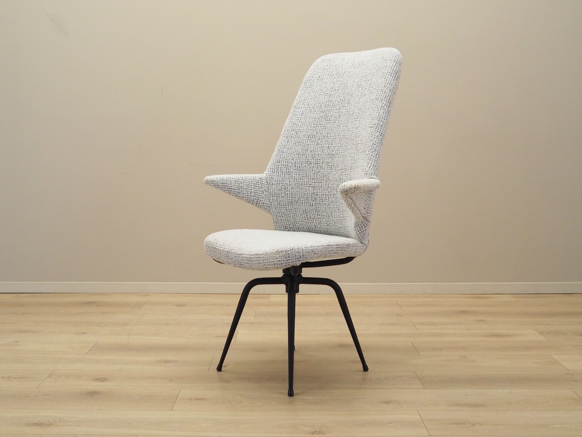 Swivel armchair, white fabric, black metal, Italy, 1970s - 66388