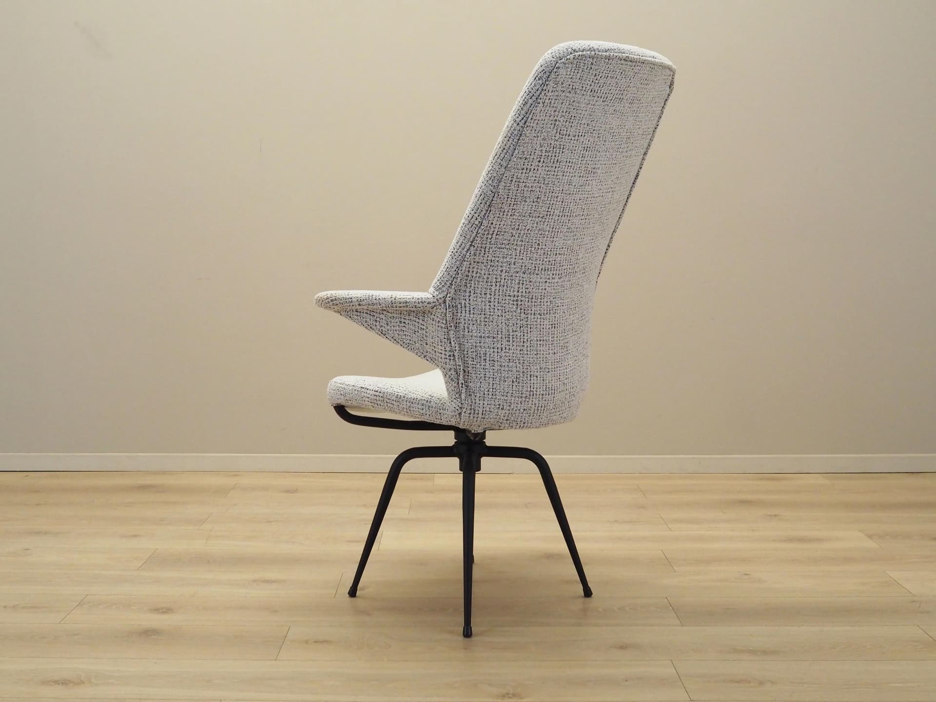 Swivel armchair, white fabric, black metal, Italy, 1970s - 24300
