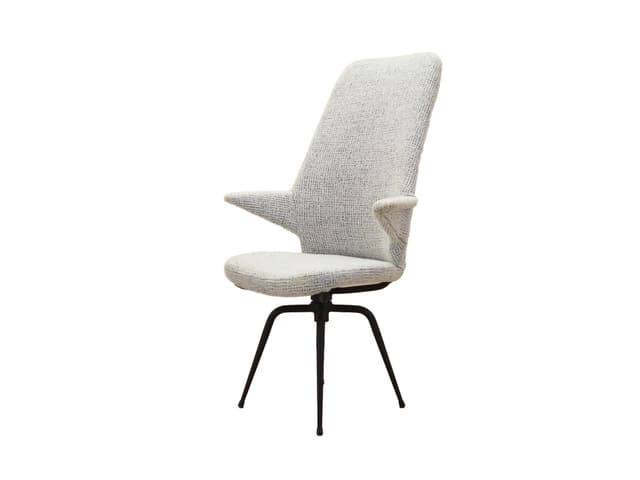 Swivel armchair, white fabric, black metal, Italy, 1970s - DIMENSION