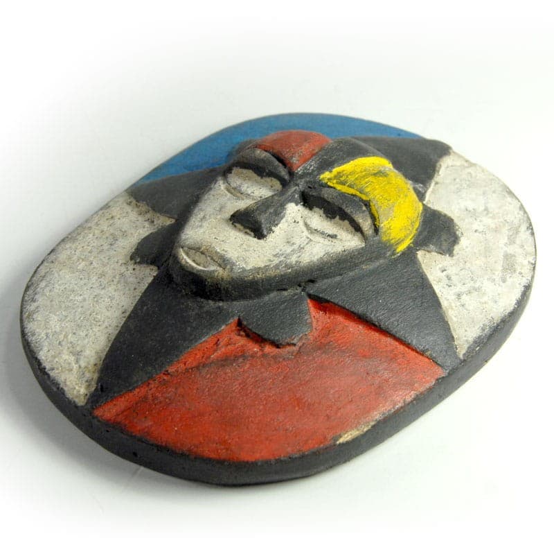 Maska Eket, szara multikolor, drewno, Nigeria, vintage - 321520