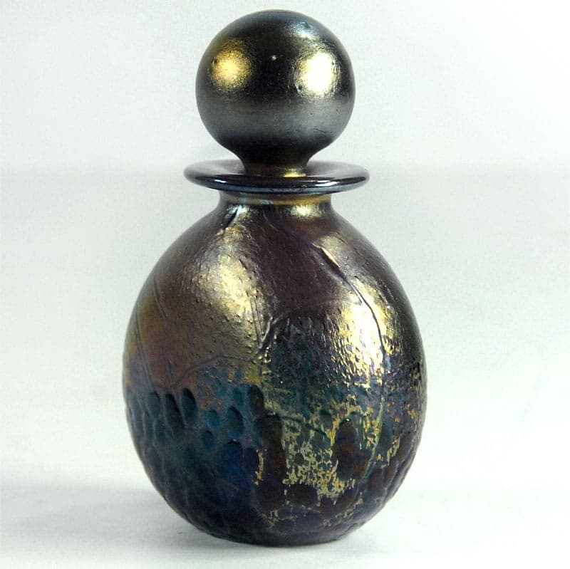 Perfume Bottle Phoenician Glass, iridescent black, glass, Malta, 1990s. - 321515