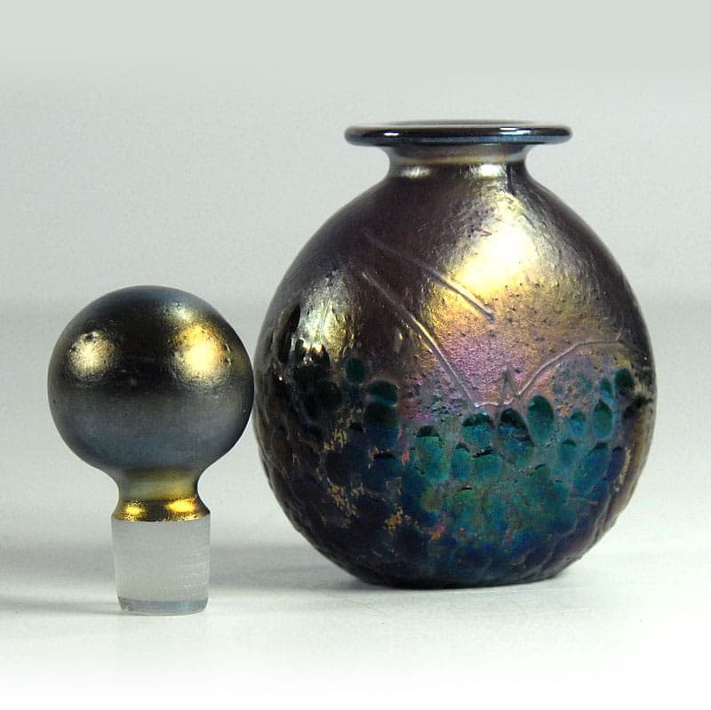 Perfume Bottle Phoenician Glass, iridescent black, glass, Malta, 1990s. - 321516
