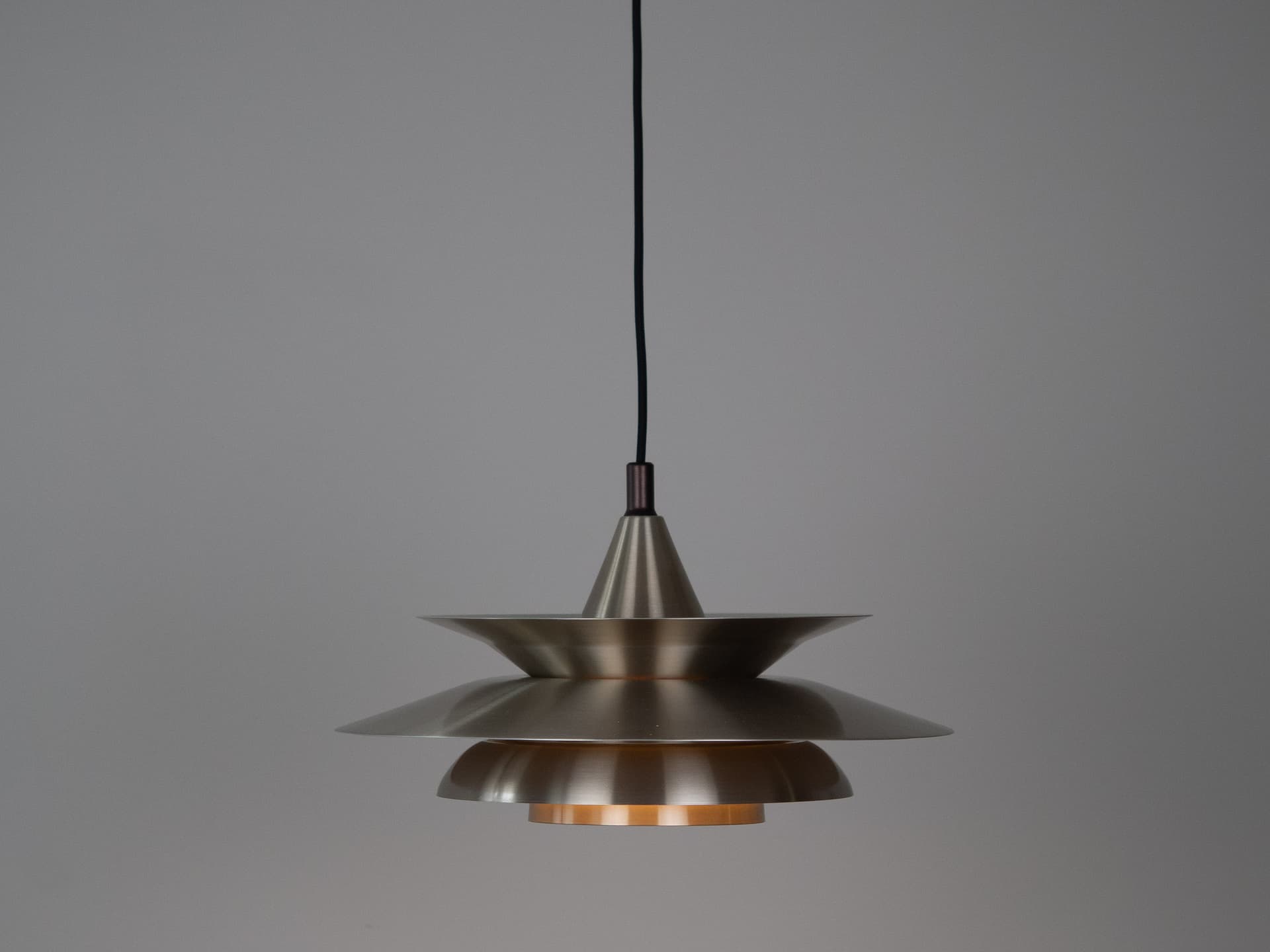 Pendant lamp, gold aluminum, by K. Wiborg, Jeka, Denmark, 1980s. - 321371