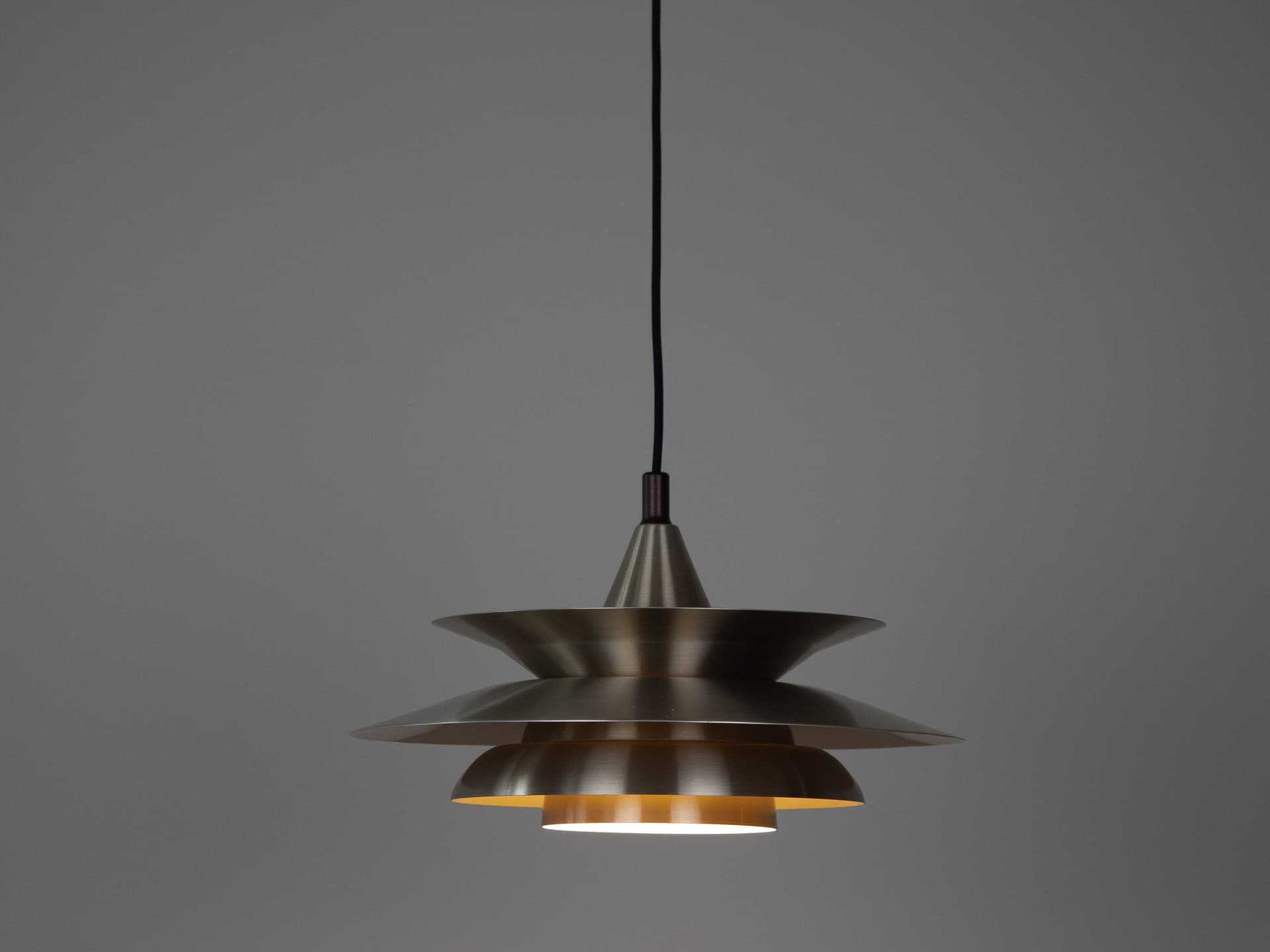 Pendant lamp, gold aluminum, by K. Wiborg, Jeka, Denmark, 1980s. - 321372