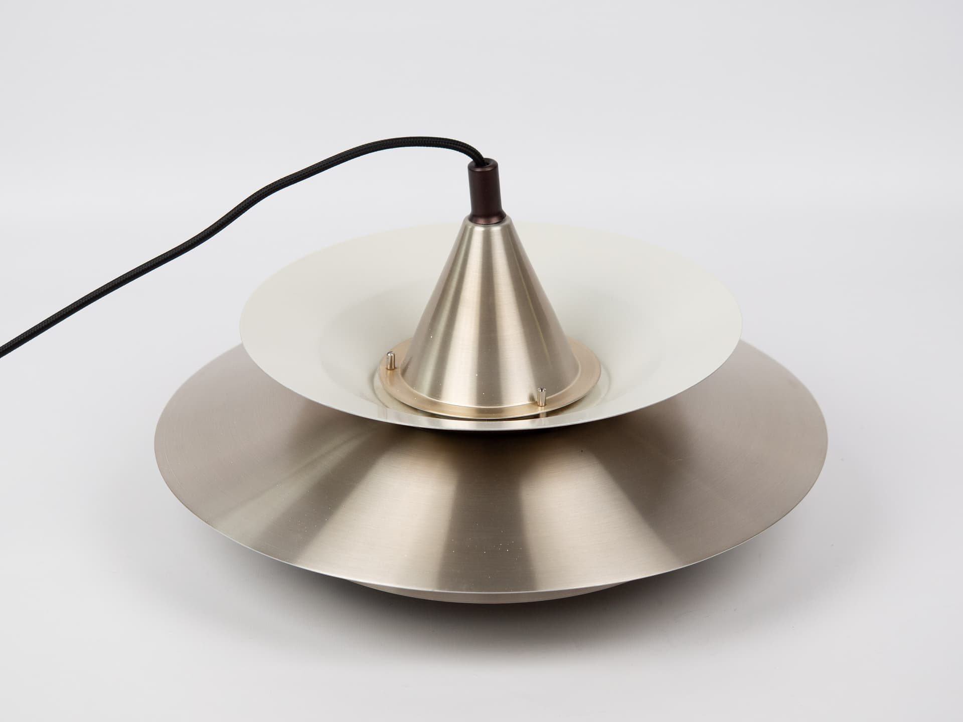 Pendant lamp, gold aluminum, by K. Wiborg, Jeka, Denmark, 1980s. - 321369