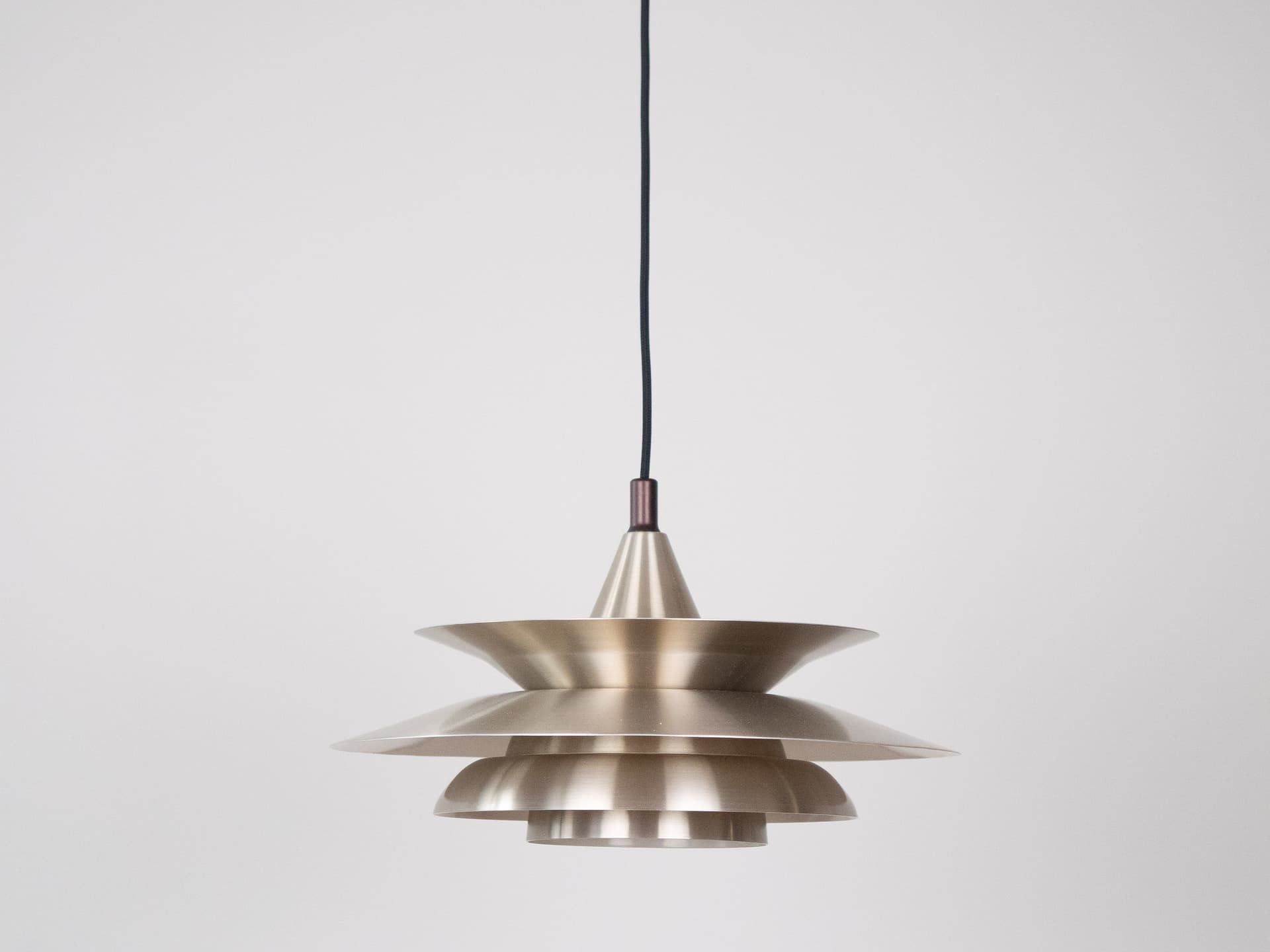 Pendant lamp, gold aluminum, by K. Wiborg, Jeka, Denmark, 1980s. - 321368