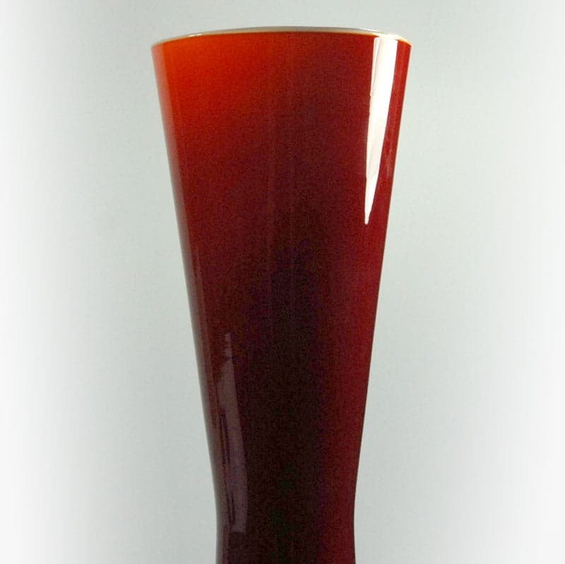 Wazon Opaline Florence, czerwony biały, szkło, Włochy, lata 60. - 321476